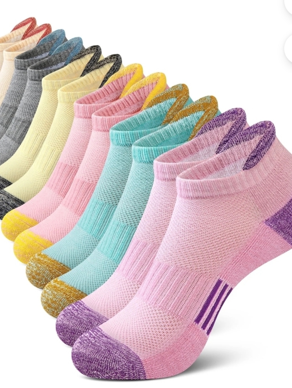 Everyday Comfort‎ Low-Cut Socks - Pastel Multi-Color Pack 6 PAIRS